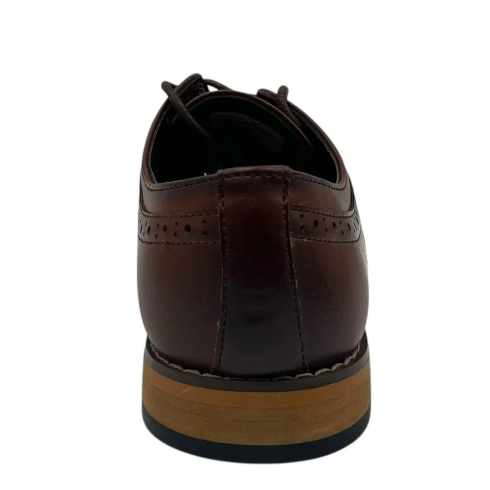 Stacy Adams‎ Youth Boys Dickens Oxford Dress Shoes Size 2-4 Brown Cognac Lace Up
